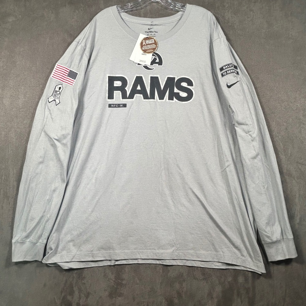 Nike Los Angeles Rams Salute to Service Long Sleeve Shirt Mens 3XL Gray NWT
